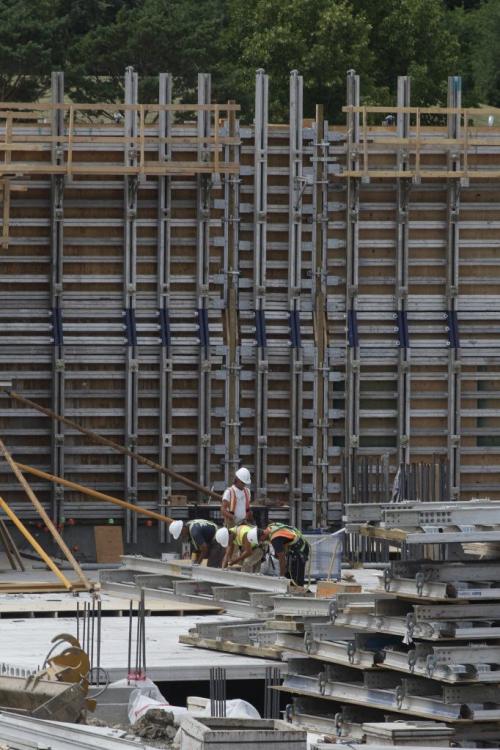 Crews work on construction of the new stadium at the University of Manitoba in Winnipeg, Thursday, July 28, 2011.  John Woods/Winnipeg Free Press