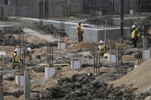 Crews work on construction of the new stadium at the University of Manitoba in Winnipeg, Thursday, July 28, 2011.  John Woods/Winnipeg Free Press