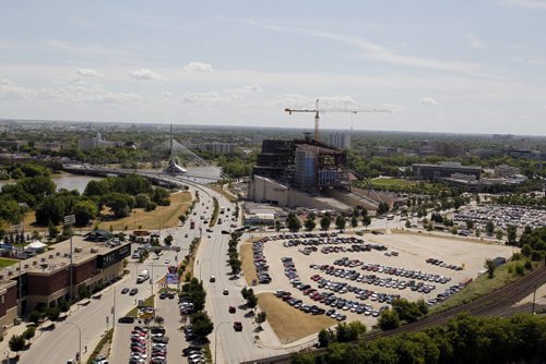 Photos taken by Boris Minkevich from the 16th floor of the Canadian Grain Commission building. Photo of the ballpark, forks and Human Rights Museum. July 28, 2011 (BORIS MINKEVICH / WINNIPEG FREE PRESS) CMHR