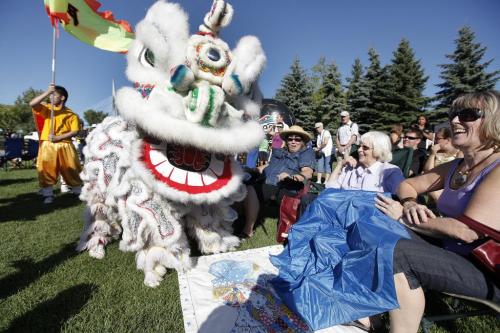 The Wushu Sanshou Lion performs at the Folklorama kick off concert at the Forks Saturday, July 30, 2011.  John Woods/Winnipeg Free Press