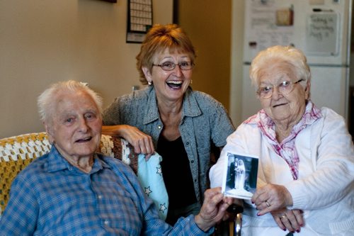 Norman and Annie Wicharenko are about to celebrate their 75th wedding anniversary on October 11, 2011. Norman is 101 years and and Annie is 95. Their daughter, Gladys Chopp (center), says they have no secrets to a successful marriage, it's just true love. Story by Lindor Reynolds. August 11, 2011. (HADAS PARUSH / WINNIPEG FREE PRESS)