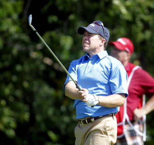 Todd Fanning whacks the ball at the Canadian Amateur Golf Tournament at Niakawa Golf and Country Club in Winnipeg.  August 11, 2011 (BORIS MINKEVICH / WINNIPEG FREE PRESS)