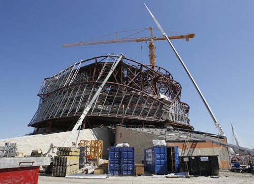 Construction continues on The Canadian Museum for Human Rights at The Forks. (WAYNE GLOWACKI/WINNIPEG FREE PRESS) Winnipeg Free Press August 18  2011 CMHR