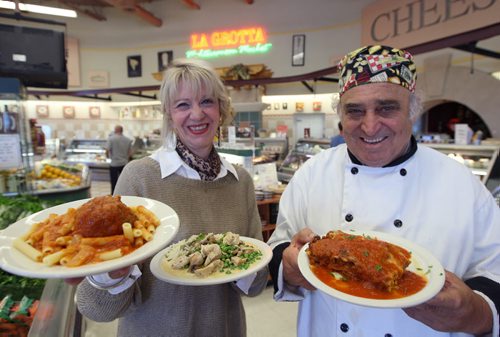 PIAZZA DE NARDI - 1360 Taylor Avenue- Owner Maria DeNardi with head chef Tony Rampone show off pasta and meat balls, chicken alfredo with mushroom and peas, and Meat lazagna- See Marions review  Sept 07, 2011   (JOE BRYKSA / WINNIPEG FREE PRESS)