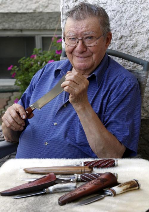 Photos of custom knife maker Charlie Niedermayer in Pine Falls, Manitoba.  Sept 8, 2011 (BORIS MINKEVICH / WINNIPEG FREE PRESS)
