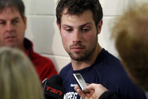 Winnipeg Jets Zach Bogosian.  Sept 12, 2011 (BORIS MINKEVICH / WINNIPEG FREE PRESS)
