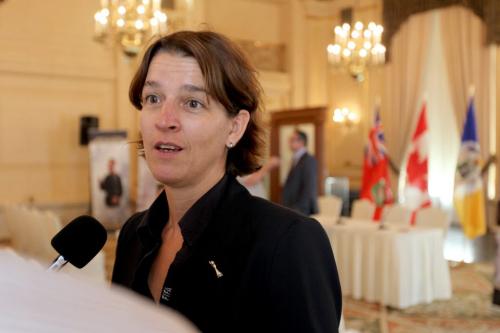 Tatjana Haenni with FIFA's selection committee  talks to the media about Women's World Cup Soccer site selections in 2015 with Winnipeg having a good chance of being selected. Sports, Al Besson's story. Sept 27, 2011 Ruth Bonneville  Winnipeg Free Press