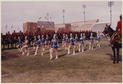winnipeg blue bomberettes - in performance with the RCMP Musical Ride.  - for winnipeg free press