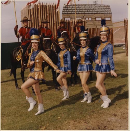 winnipeg blue bomberettes - in performance with the RCMP Musical Ride.  - for winnipeg free press
