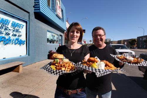 Captain's Table Restaurant at 1823 Portage Ave. with owners Gary Swain and Tania Klym.  Quaint neighborhood restaurant with mariner kitsch on walls with house specialties including - halibut and fries, captains burger platter, breaded shrimp basket and potato skins.  See Dave Sanderson's story Sept 30, 2011 Ruth Bonneville  Winnipeg Free Press
