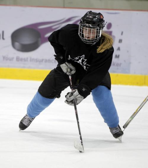 SPORTS - Action of 17-year-old forward Cassandra Jorgenson at practice of Winnipeg Avros female AAA midget hockey team during practice. The team is one of two Winnipeg teams to join Manitobas first ever AAA midget hockey league for female players which has started for players aged 15-17 in Manitoba. Manitoba is the last Western province to have a designated AAA level for players this age. Oct. 5, 2011 (BORIS MINKEVICH / WINNIPEG FREE PRESS)