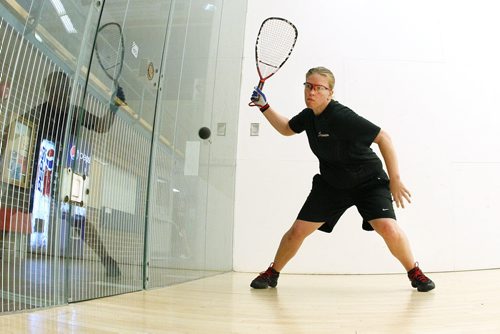 Jennifer Sanders, Canadian number 1 ranked women's racquetball player, trains Tuesday, October 11, 2011 at the University of Winnipeg prior to her departure to the Pan Am games this week. (John Woods/Winnipeg Free Press)