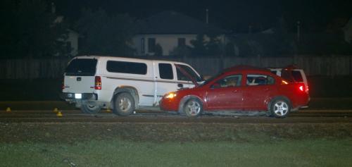 MVC on the north side of Lagimodiere where the Concordia overpass is.  Oct. 12, 2011 (BORIS MINKEVICH / WINNIPEG FREE PRESS)