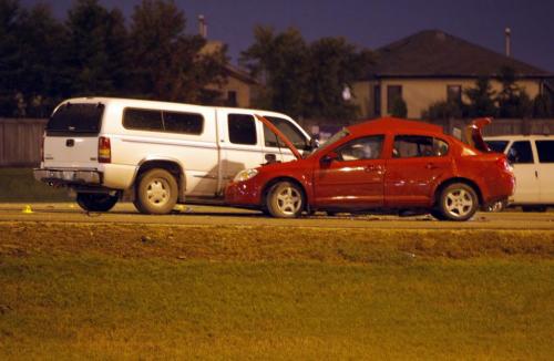 MVC on the north side of Lagimodiere where the Concordia overpass is.  Oct. 12, 2011 (BORIS MINKEVICH / WINNIPEG FREE PRESS)