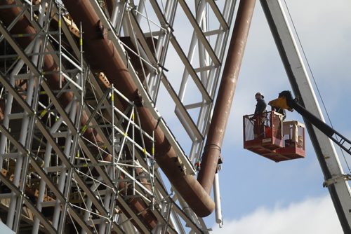 Work continues on the Canadian Museum for Human Rights at The Forks, October 14th, 2011. (TREVOR HAGAN/WINNIPEG FREE PRESS) CMHR