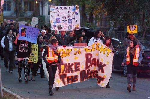 October 20, 2011 - 111020  -  A few hundred people participated in the Take Back The Night march Thursday October 20, 2011.    John Woods / Winnipeg Free Press