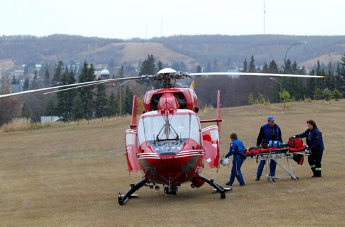 Brandon Sun A STARS Air Ambulance helicopter prepares to take off from a field outside the Minnedosa hospital after assisting in responding to a fatal vehicle collision near Minnedosa. The Brandon Sun is still awaiting more details on the accident and will post them as they become available.