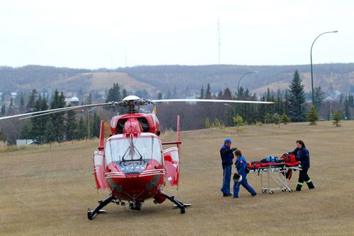 Brandon Sun A STARS Air Ambulance helicopter prepares to take off from a field outside the Minnedosa hospital after assisting in responding to a fatal vehicle collision near Minnedosa. The Brandon Sun is still awaiting more details on the accident and will post them as they become available.