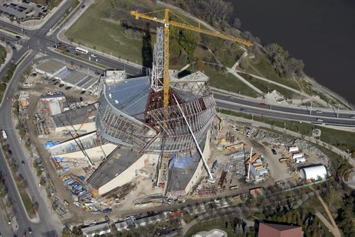 Aerial view of The Canadian Museum for Human Rights at The Forks, October 21st, 2011. (TREVOR HAGAN/WINNIPEG FREE PRESS) CMHR