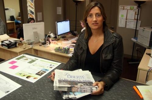 Executive director and Editor-In-Chief of french newspaper La Liberte Sophie Gaulin poses for a photo in their office at 400 Des Meurons.  Oct. 27, 2011 (BORIS MINKEVICH / WINNIPEG FREE PRESS)