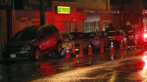 MVC at 838 Ellice. Multi vehicle accident. Not known if there were any injuries. There was a movie being shot across the street. November 6, 2011 (BORIS MINKEVICH / WINNIPEG FREE PRESS)