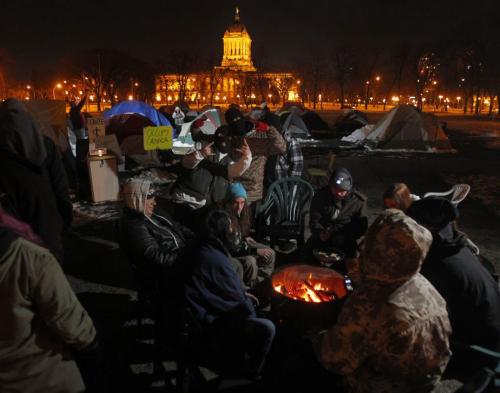 Feature photo from Occupy Winnipeg at Memorial Park. November 7, 2011 (BORIS MINKEVICH and PHIL HOSSACK/ WINNIPEG FREE PRESS)
