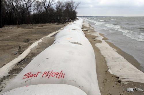 Tour at Twin Lakes Beach. Al Caron. Geotubes were set up there to protect the properties. November 8, 2011 (BORIS MINKEVICH/ WINNIPEG FREE PRESS)