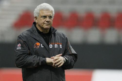 VANCOUVER, BC: NOVEMBER 26, 2011 -- BC Lions' head coach Wally Buono during practice in Vancouver Saturday, November 26, 2011 ahead of the 2011 Grey Cup. (John Woods/Winnipeg Free Press)