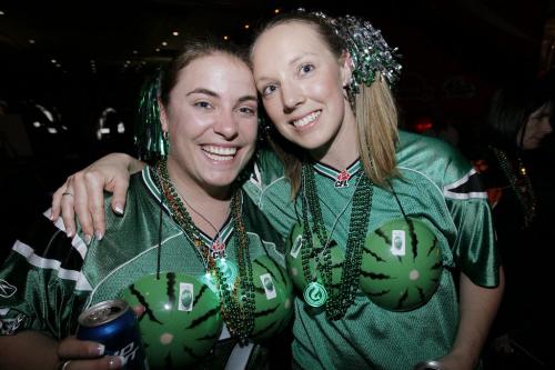 VANCOUVER, BC: NOVEMBER 27, 2011 --  Shelly Jorstad and Bonnie Seaborg (LtoR) were out taking part in Grey Cup festivities in Vancouver Saturday, November 26, 2011. (John Woods/Winnipeg Free Press)
