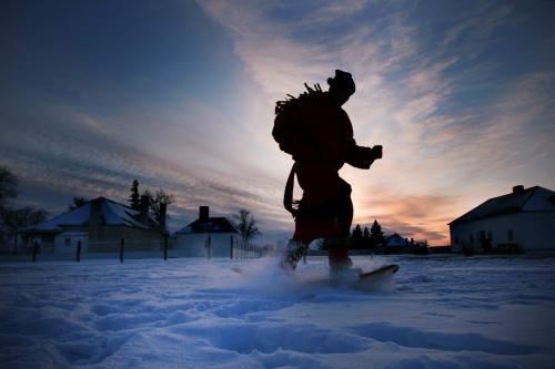 December 4, 2011 - 111204  -  Jordan Loeb snowshoes at the Red River Christmas event at Lower Fort Garry Sunday, December 4, 2011.   John Woods / Winnipeg Free Press