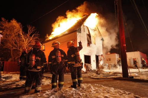 December 5, 2011 - 111205  -  Firefighters at a fire at 270 Tecumseh Monday December 5, 2011.    John Woods / Winnipeg Free Press