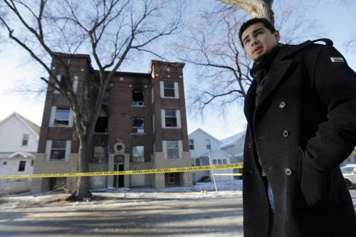December 17, 2011 - 111217  - Scott Houston describe the fire that ripped through his 290 Beverley apartment block this morning in Winnipeg Saturday, December 17, 2011. John Woods / Winnipeg Free Press