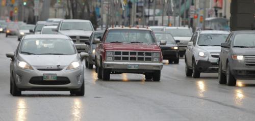 Traffic stacked up on Portage Ave. near Portage Place.  December 22, 2011 BORIS MINKEVICH / WINNIPEG FREE PRESS