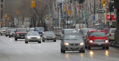 Traffic stacked up on Portage Ave. near Portage Place.  December 22, 2011 BORIS MINKEVICH / WINNIPEG FREE PRESS