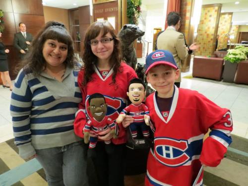 Shots of Aimee Horbul and her kids, Jeremy and Kyla, who went Montreal Canadiens autograph hunting at The Fairmont late Thursday afternoon  and scored with goalie Carey Price and defenceman P.K. Subban ¤ Gordon Sinclair / Winnipeg Free Press