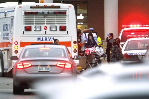 December 26, 2011 - 111226  -  Police and paramedics attend to the public in a incident at Polo Park Monday, December 26, 2011.    John Woods / Winnipeg Free Press