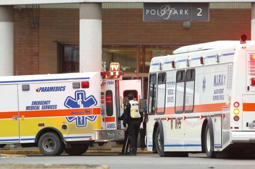 December 26, 2011 - 111226  -  Police and paramedics attend to the public in a incident at Polo Park Monday, December 26, 2011.    John Woods / Winnipeg Free Press