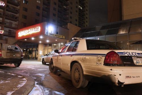 December 30, 2011 - 111230  - Police investigate a shooting at Colony Square on St. Mary Avenue Friday, December 30, 2011.   A victim of a shooting was taken to hospital in unknown condition.  John Woods / Winnipeg Free Press