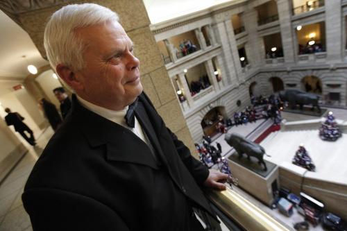 January 1, 2012 - 120101  - Bill Kawka, a singer with the Bison Men's Chorus, looks out over the legislature prior to his performance at the Lieutenant Governor's New Year Levee held at the Manitoba Legislature Sunday, January 1, 2012.  John Woods / Winnipeg Free Press
