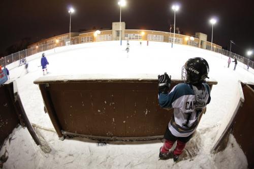 January 2, 2012 - 120102  - Seven year old Grace Cameron waits for her turn to head out on the ice for her team The Explorers at River Heights C.C. Monday, January 2, 2012.  John Woods / Winnipeg Free Press