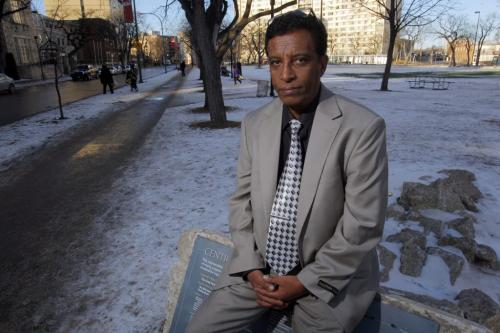 Ghirmay Yeibio, president of the Eritrean Canadian Community in Manitoba poses for a photo near Central Park. January 5, 2012 BORIS MINKEVICH / WINNIPEG FREE PRESS