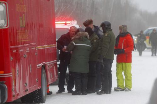 Emergency crews at Balsam Bay Harbour go out on Lake Winnipeg where a report of a truck through the ice is going to be investigated. January 11, 2012 BORIS MINKEVICH / WINNIPEG FREE PRESS