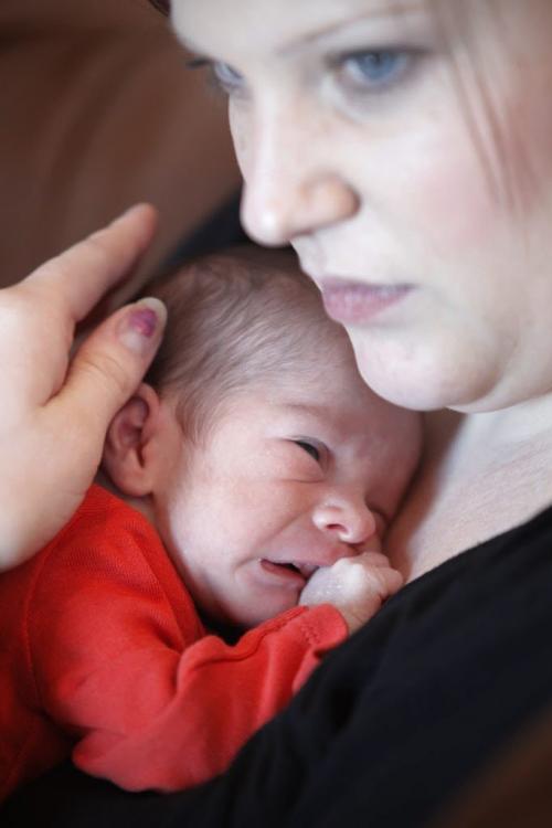 January 13, 2012 - 120113  -  Two week old twin Ryder Paskaruk is photographed with his mom Melinda in their St. Pierre-Jolys home Friday, January 13, 2012.  The Paskaruk family have had two sets of identical twins within two years. John Woods / Winnipeg Free Press