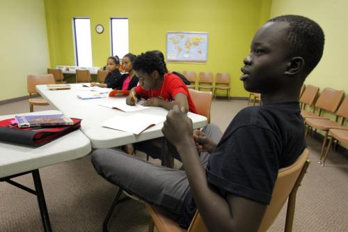 Chol Majur, right in black, in class at Calvary Temple.  January 12, 2012 BORIS MINKEVICH / WINNIPEG FREE PRESS