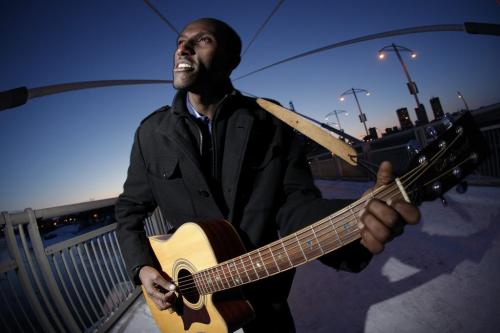 January 16, 2012 - 120116  -  Gentil Misigaro, who immigrated from the Democratic Republic of Congo last year, performs on the Riel Promenade Monday January 16, 2012.    John Woods / Winnipeg Free Press  ***For Africa edition***