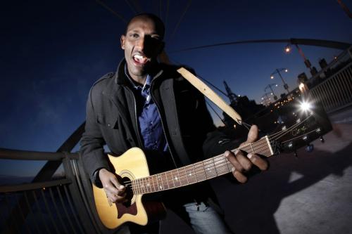 January 16, 2012 - 120116  -  Gentil Misigaro, who immigrated from the Democratic Republic of Congo last year, performs on the Riel Promenade Monday January 16, 2012.    John Woods / Winnipeg Free Press  ***For Africa edition***