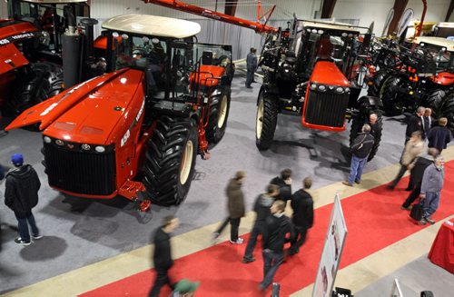 Brandon Sun Attendees walk past tractors on display, Wednesday afternoon at the annual Ag Days event at the Keystone Centre. (Colin Corneau/Brandon Sun)