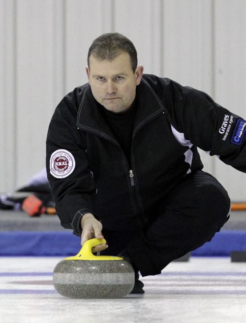 Rookie MLA (PC-Lac Du Bonnet) Wayne Ewasko is skipping an undefeated team at the MCA Bonspiel. At the East St. Paul Curling Club he played Roger Parker from Dauphin, MB, Saturday afternoon. 120121 - Saturday, January 21, 2012 -  (MIKE DEAL / WINNIPEG FREE PRESS)