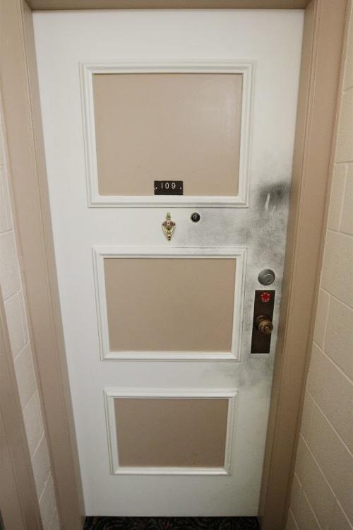 January 22, 2012 - 120122  -  On Sunday January 22, 2012 the finger printed door of an 88 year old woman who was a victim of a home invasion in her seniors apartment complex of Henderson. John Woods / Winnipeg Free Press
