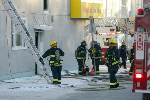 Fire scene at Maryland and Wellington. Apartment above the Maryland Food Store. January 25, 2012 BORIS MINKEVICH / WINNIPEG FREE PRESS